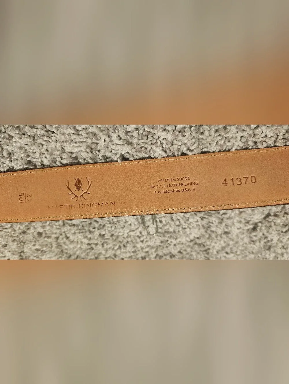 NWOT Martin Dingman $125 Handmade In USA Suede Leather Belt Size 42/105cm Beige